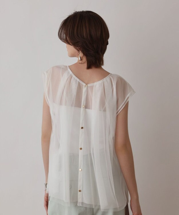 GRACE CONTINENTAL チュールタックノースリーブ ホワイト