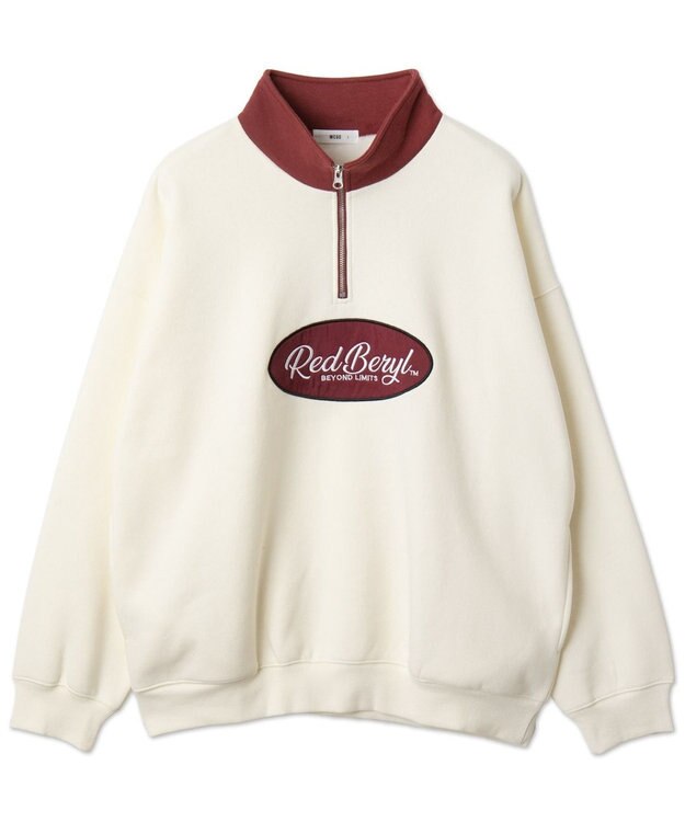 WEGO サークルロゴハーフジッププルオーバー ホワイトアイボリー