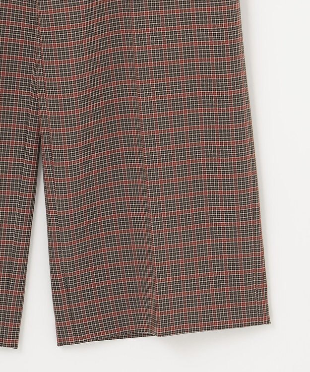 自由区 【洗える/撥水加工】TRギャバ チェック ワイドクロップドパンツ ブラウン系3