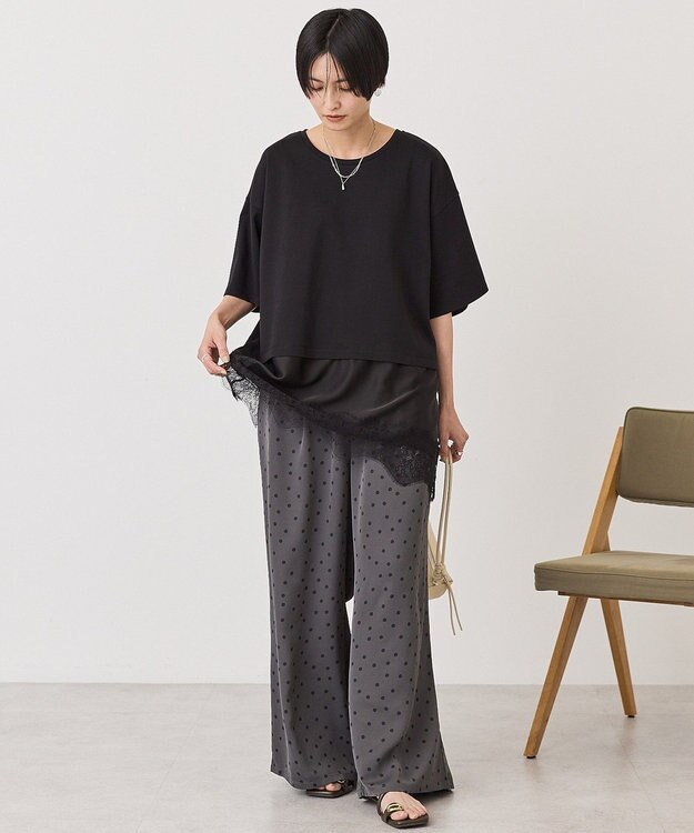 AMERICAN HOLIC レースドッキングＴシャツ Black