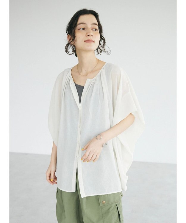 CRAFT STANDARD BOUTIQUE ウ゛ィンテージボイル２ＷＡＹタックブラウス Off White