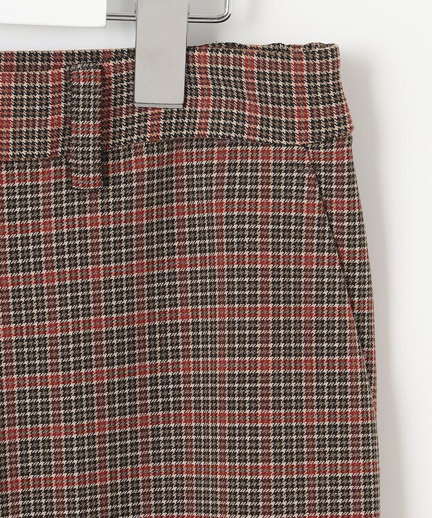 自由区 【洗える/撥水加工】TRギャバ チェック ワイドクロップドパンツ ブラウン系3