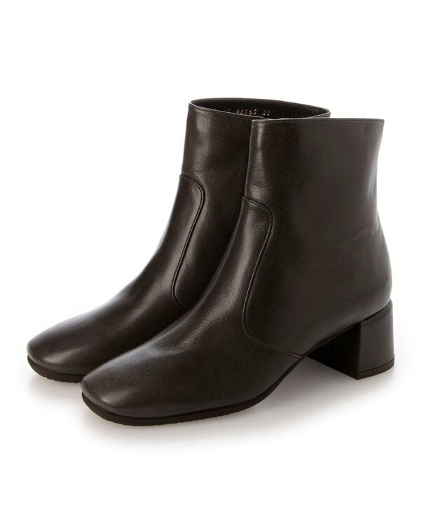 MODE ET JACOMO <D'ICI>スクエアトゥショートブーツ ダークグレー