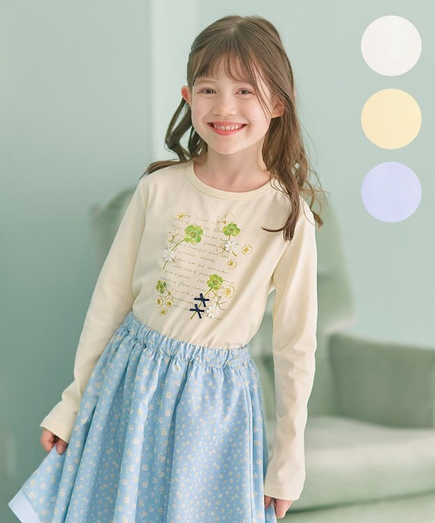 組曲 KIDS 【110-140㎝】オシバナクローバー Tシャツ イエロー系