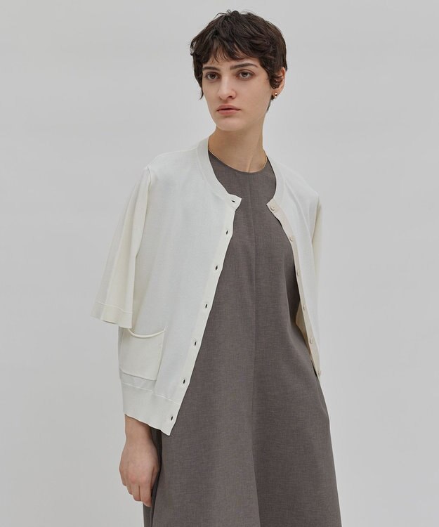 BEIGE， 【洗える】VALOIS / 半袖カーディガン Ecru