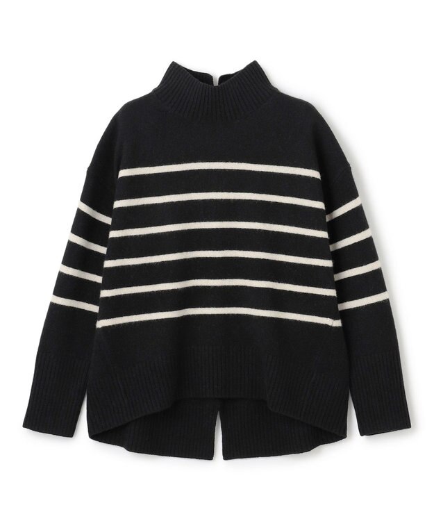 UNFILO カシミヤブレンド ハイネックニット ブラックボーダー