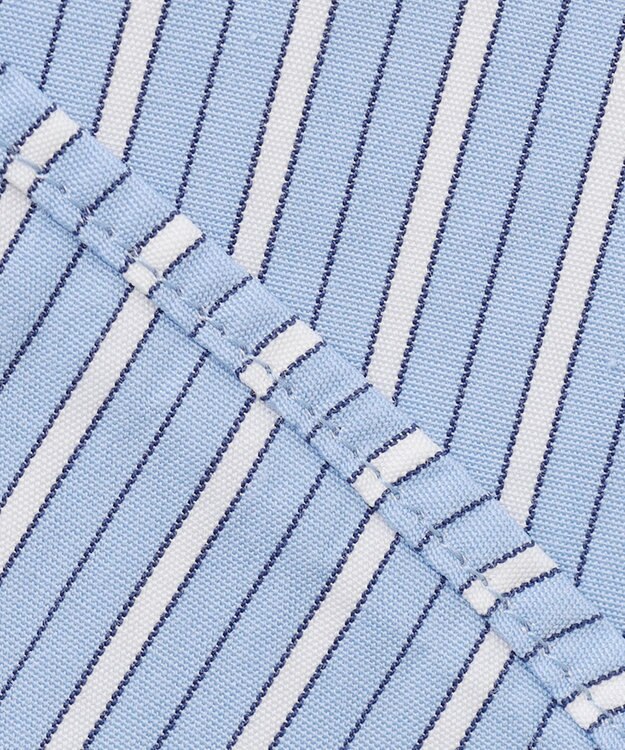 J.PRESS MEN 【WEB限定】ポプリンストライプ バックブルバンドカラーシャツ サックスブルー系1