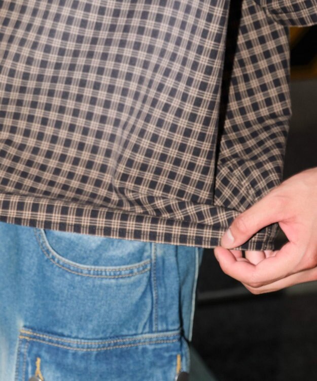 WEGO 【ユニセックス着用ITEM】ブリーチチェックロゴシャツ（SS） ブラックチェック1