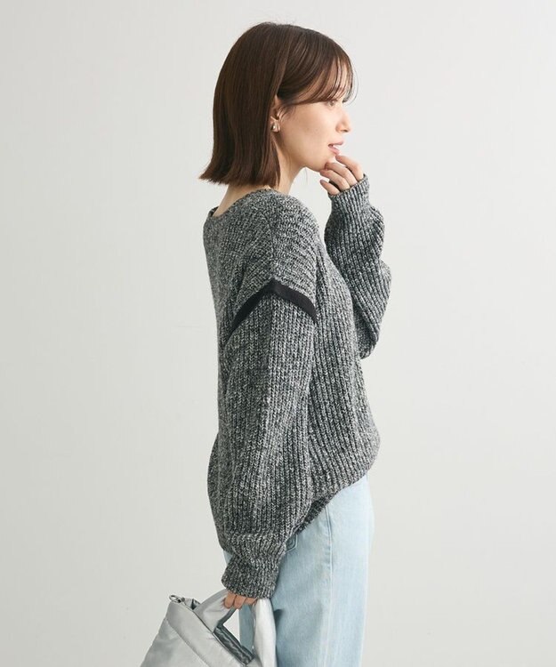 Green Parks Ｍｉｘ配色畦ニットプルオーバー Gray Mixture