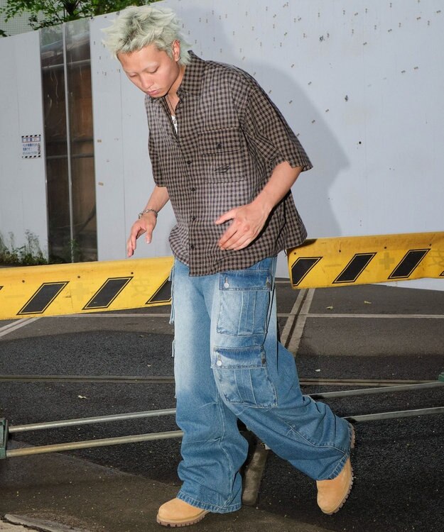 WEGO 【ユニセックス着用ITEM】ブリーチチェックロゴシャツ（SS） ブラックチェック1