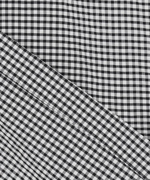 J.PRESS LADIES L 【洗える】Lightストレッチギンガム シングル トレンチコート ブラック×ライトグレーギンガム系