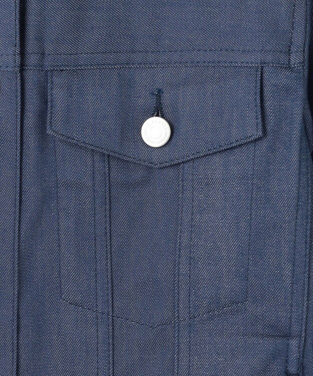 J.PRESS LADIES 【洗える】セルロースシャンブレー ノーカラー デニム ジャケット ブルー系