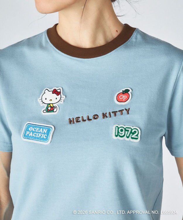 OP／FILA 【Ocean Pacific×ハローキティ】ワッペンリンガーチビTシャツ ブルー