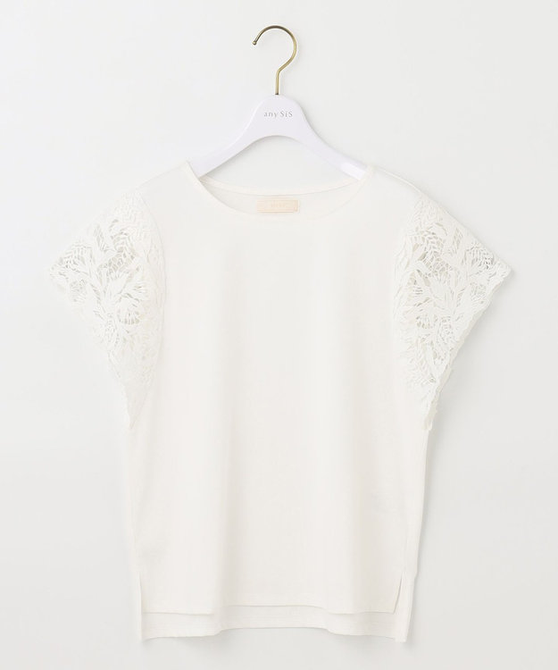 ANY SIS S 袖モチーフレース カットソー オフホワイト