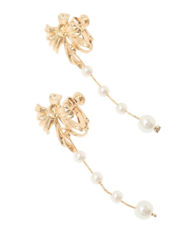 Maison de FLEUR カーリーリボンイヤリング Gold