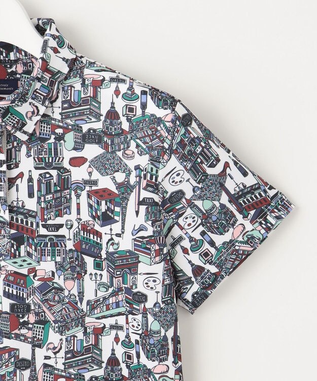 23区GOLF 【WOMEN】【吸水速乾/UVカット】パリマップ総柄ポロシャツ ホワイト系5