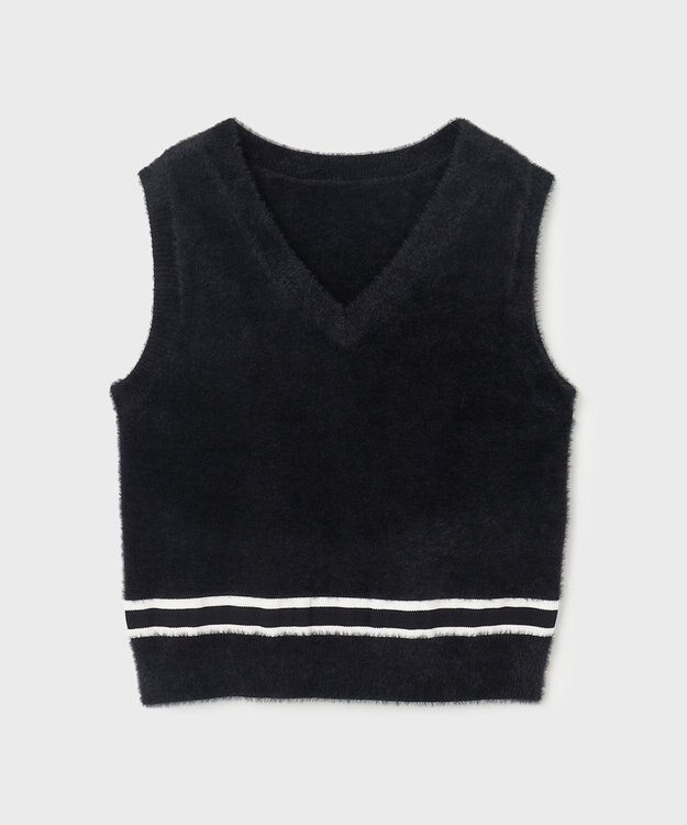 GRACE CONTINENTAL シャギーバイカラーニットノースリーブ ブラック