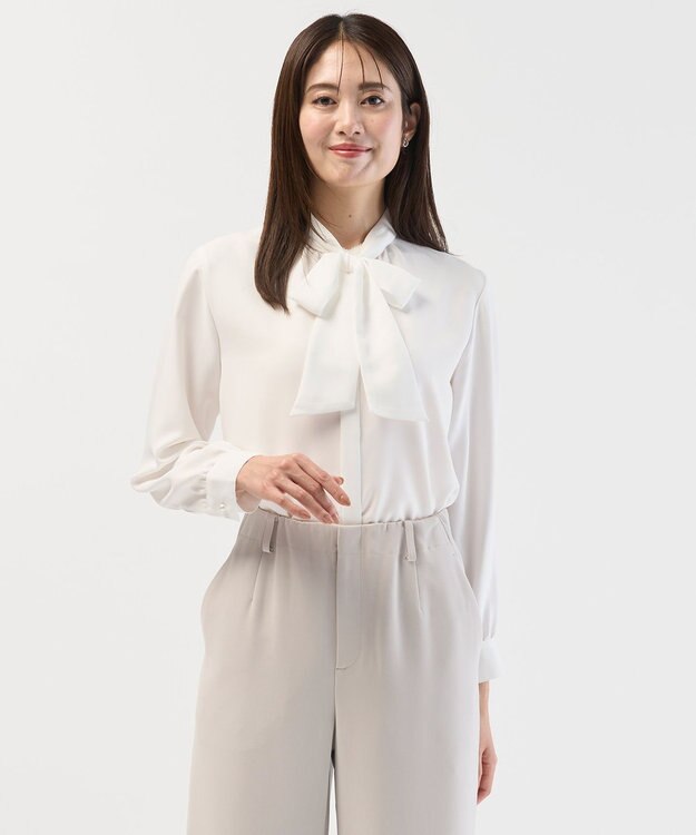 J.PRESS LADIES S ヌーディスバックサテン ブラウス オフ系