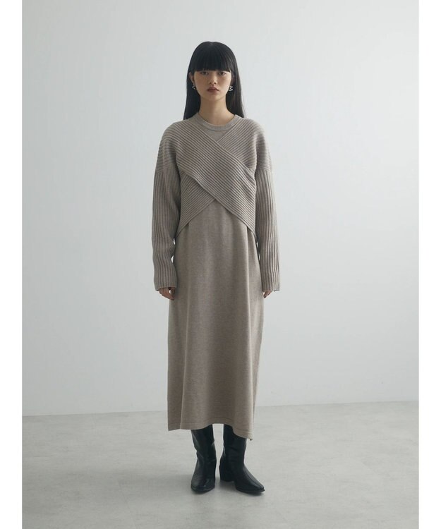 Green Parks armonia. ＳＥＴ２点ニットワンピース Beige