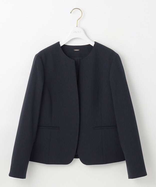 ANY SIS S 【WEB限定】ウーステッドエステル クルーネック ジャケット ネイビー