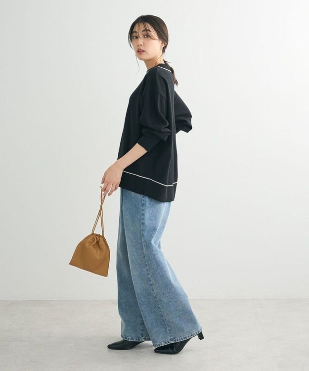 Green Parks もちやわモックネックニットプルオーバー Black