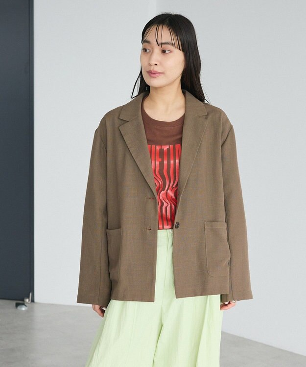 CRAFT STANDARD BOUTIQUE リネンライクオーバーサイズジャケット Brown