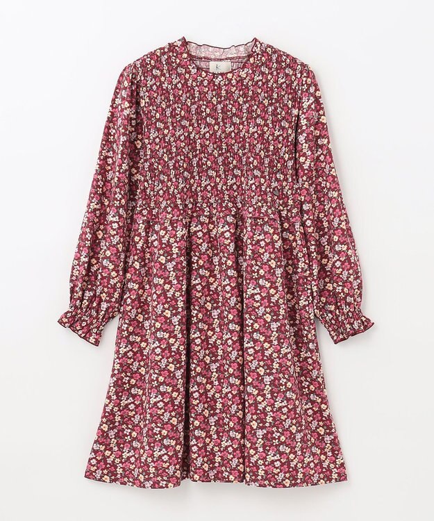 組曲 KIDS 【150-160cm】Flower tea party ワンピース ワイン系5