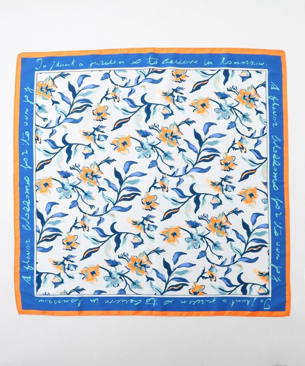 ANY フラワーモチーフスカーフ ブルー系