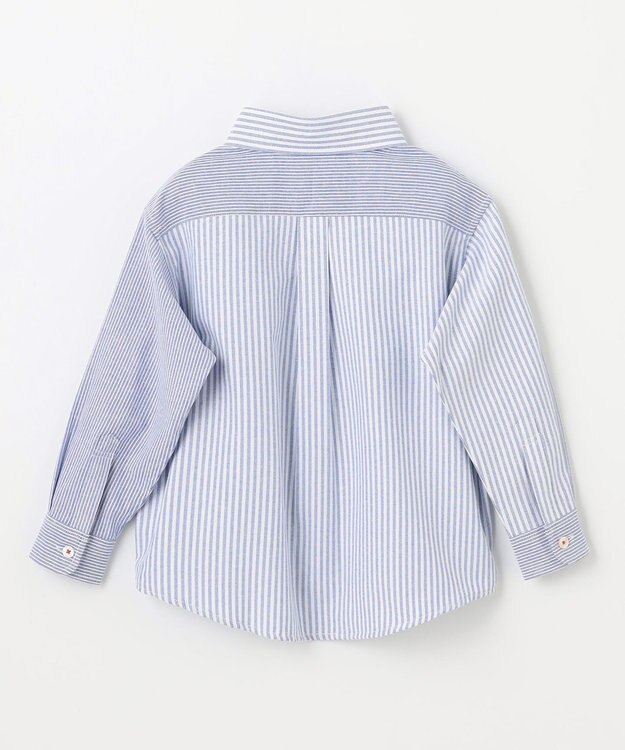 J.PRESS KIDS 【100-130cm】オックスフォード ストライプコンビシャツ ブルー系1