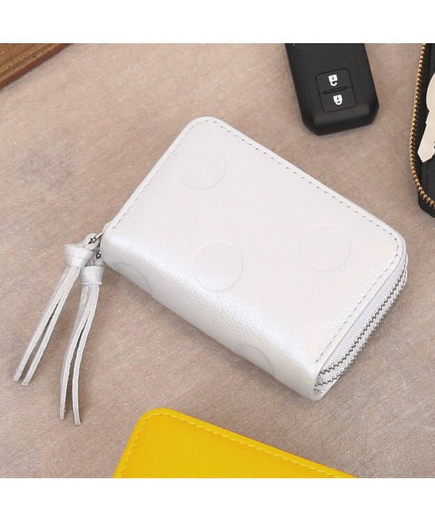 UNBILLION ペルケ perche / ドット型押し・ジャバラカードキーケース シルバー