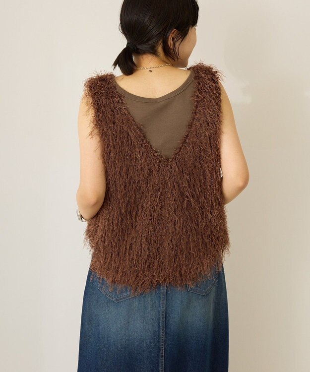 AMERICAN HOLIC 【前後2way】サイドスリットシャギーベスト Brown