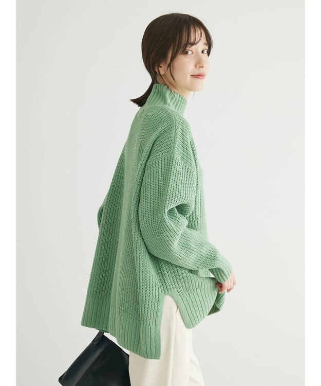 Green Parks ｍｏｋｏモール畦ニット前後差プルオーバー Mint
