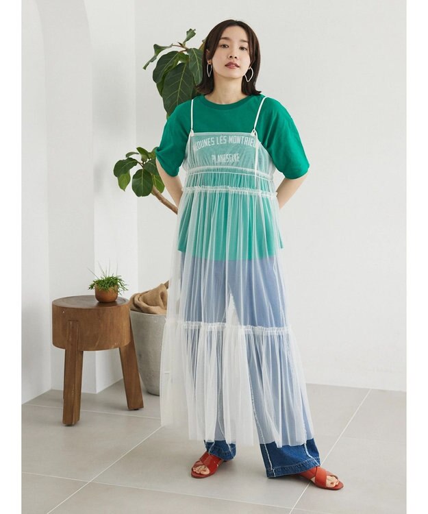 Green Parks ・ＥＬＥＮＣＡＲＥ　ＤＵＥ　２ｗａｙチュールキャミワンピ Off White