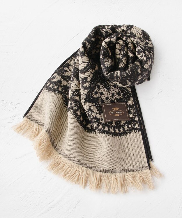 TOCCA 【フランス製】LACE JAQUARD STOLE ストール ブラック系