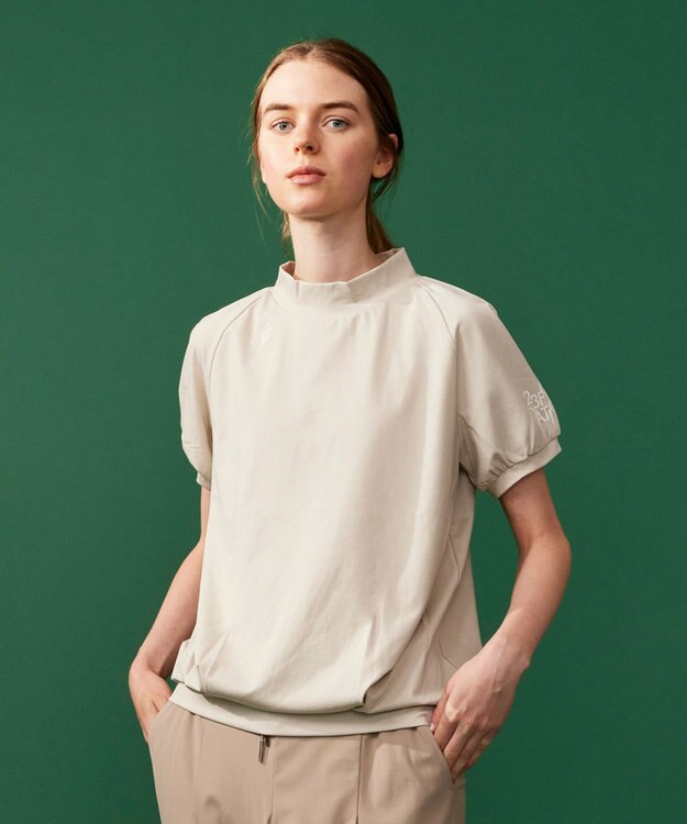 23区GOLF 【23Fondation】半袖 モックネックシャツ ブラウン系