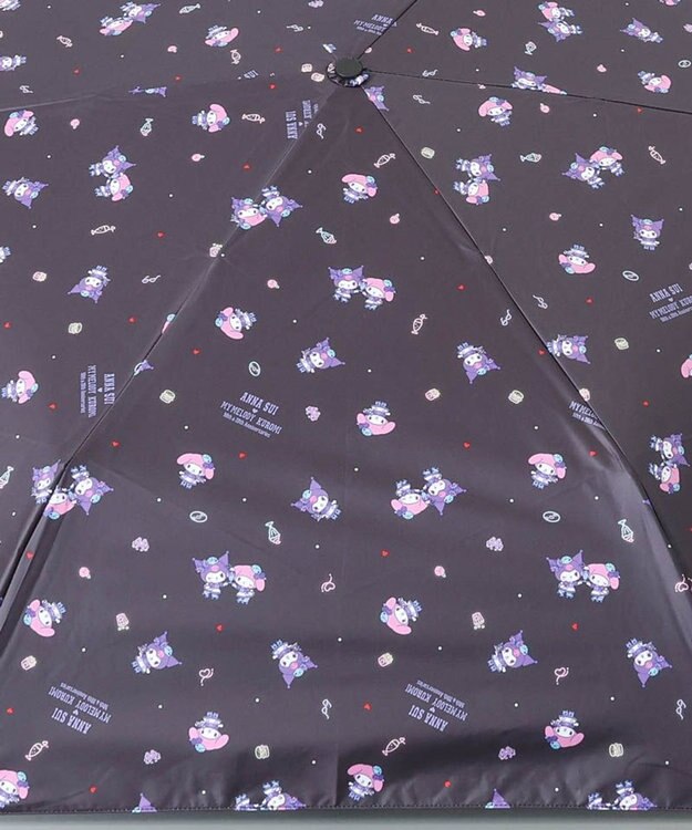 AURORA 【 ANNA SUI（アナ スイ）】マイメロディ&クロミ 晴雨兼用傘（折りたたみ傘）総柄 ブラック