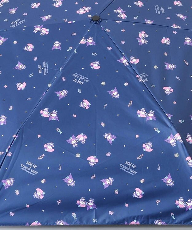 AURORA 【 ANNA SUI（アナ スイ）】マイメロディ&クロミ 晴雨兼用傘（折りたたみ傘）総柄 ネイビー