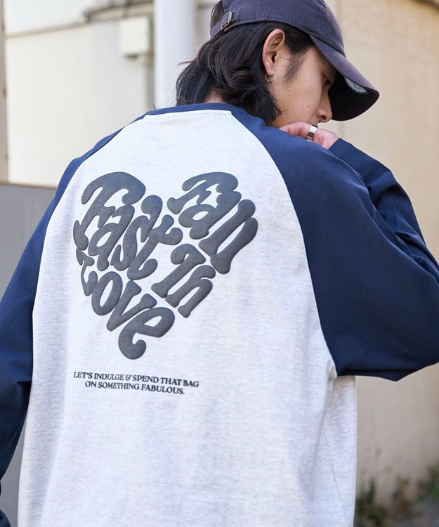 WEGO ラグランハートグラフィックT（LS） アッシュグレー