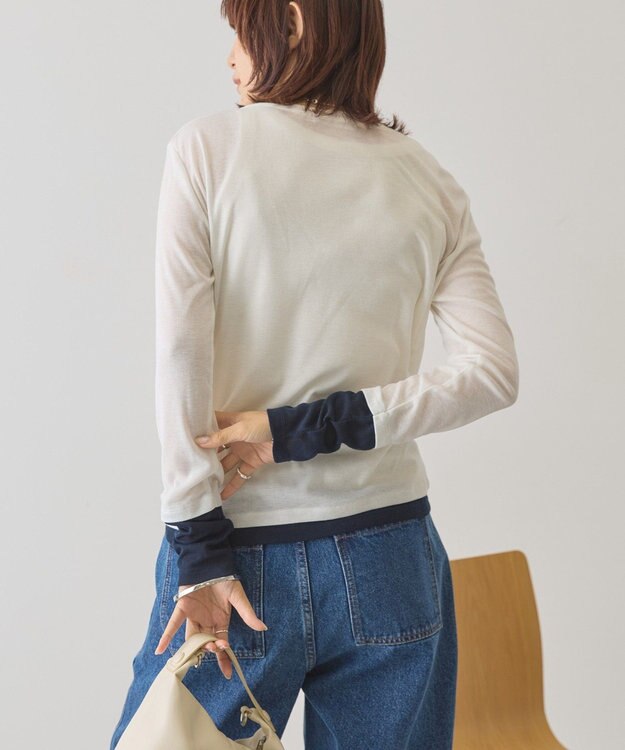 AMERICAN HOLIC 配色シアーレイヤードプルオーバー Navy