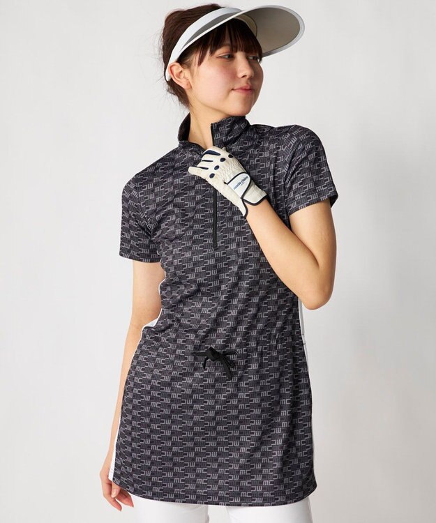 FILA GOLF／marie claire 【Marie claire sports】ロゴ柄ハーフジップチュニック ブラック