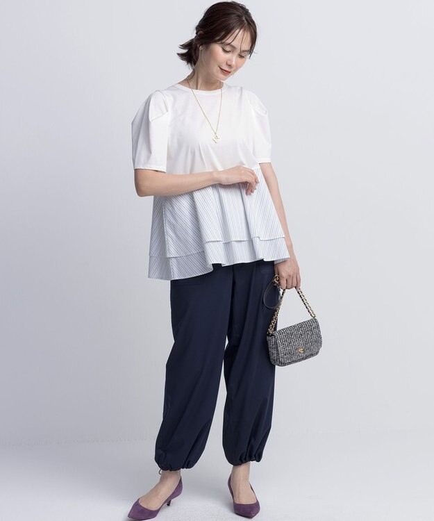 組曲 L ポリエステルレーヨンツイル パンツ ネイビー系