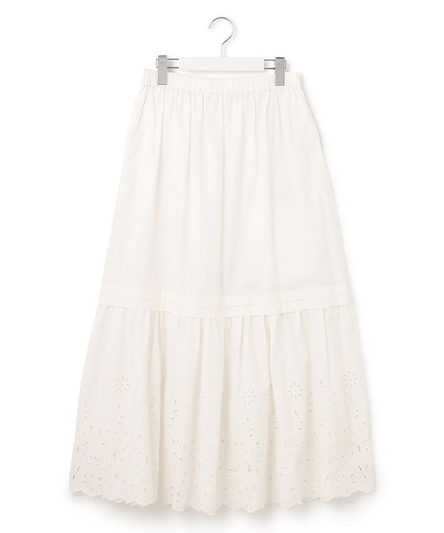 23区 S 【SLOW/一部店舗限定】フラワーエンブロイダリー スカート ホワイト系