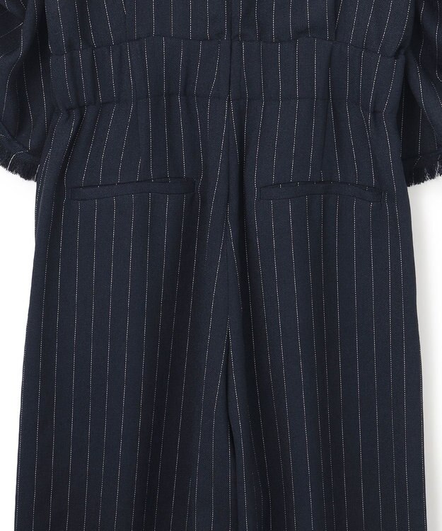 uncrave リネンライクツイル オールインワン ネイビーストライプ