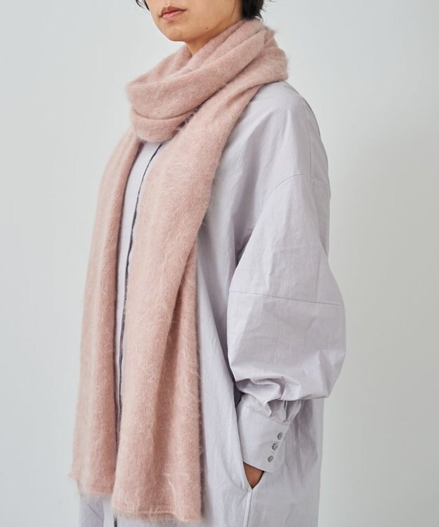 AND WOOL 【ファー加工】カシミヤ100％のストール ピンク