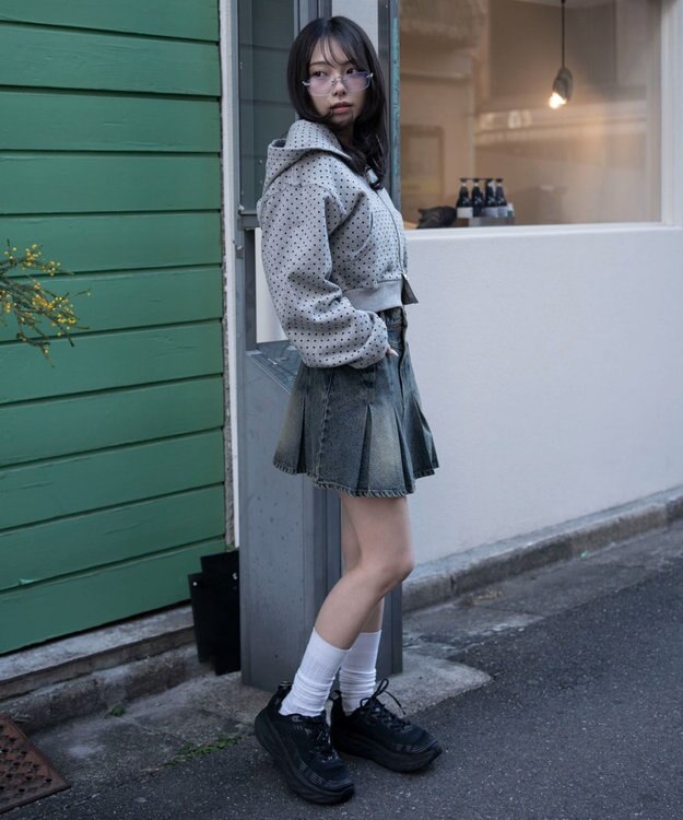 WEGO デニムプリーツミニスカート デニム中濃加工色