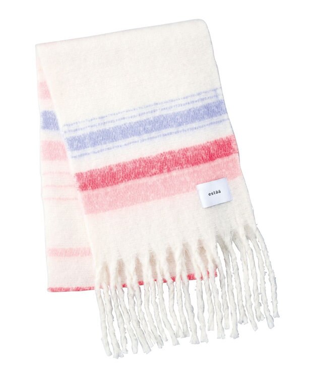 MOONBAT estaa ボリュームマフラー マルチボーダー／手洗い可 オフホワイト