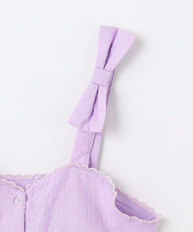 ANY KIDS キャミソール付き 長袖Tシャツ ラベンダー×オフホワイト