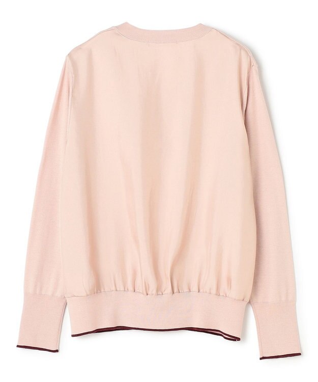 BEIGE， CHLOR / ウールシルクツイルドッキングVネックニット Pink