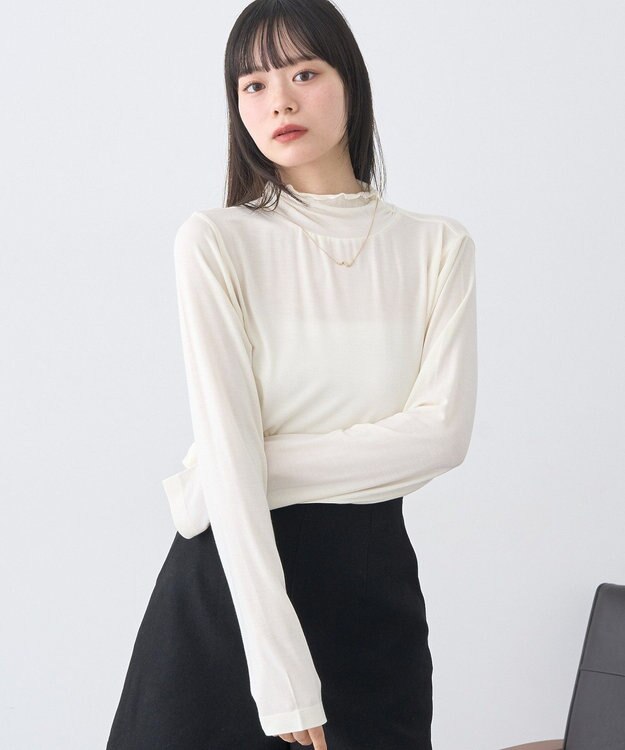 earth music&ecology 【吸湿発熱】あったかフェミニンインナー(シアーハイネック) Off White