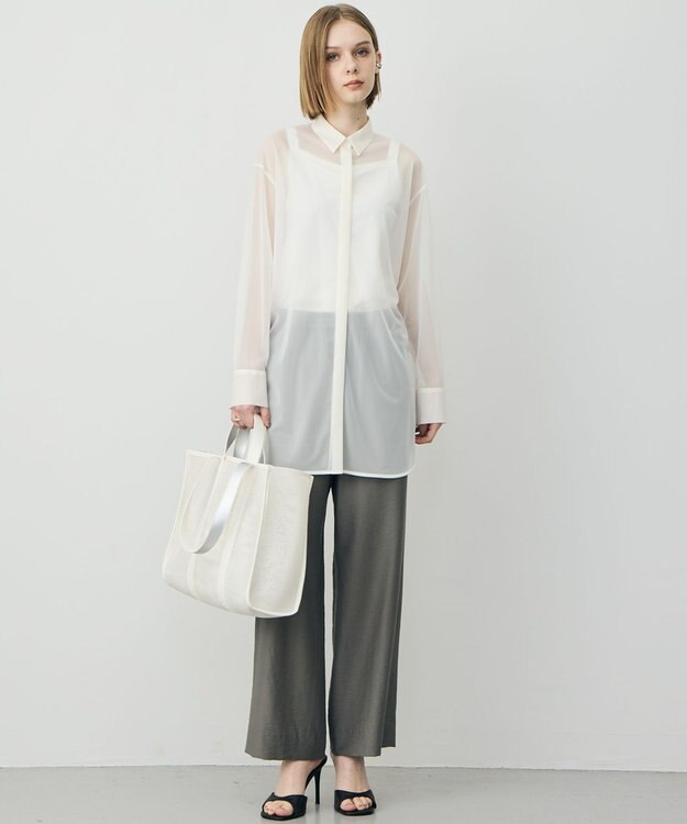 ICB L ハイゲージチュール ロングシャツ オフホワイト